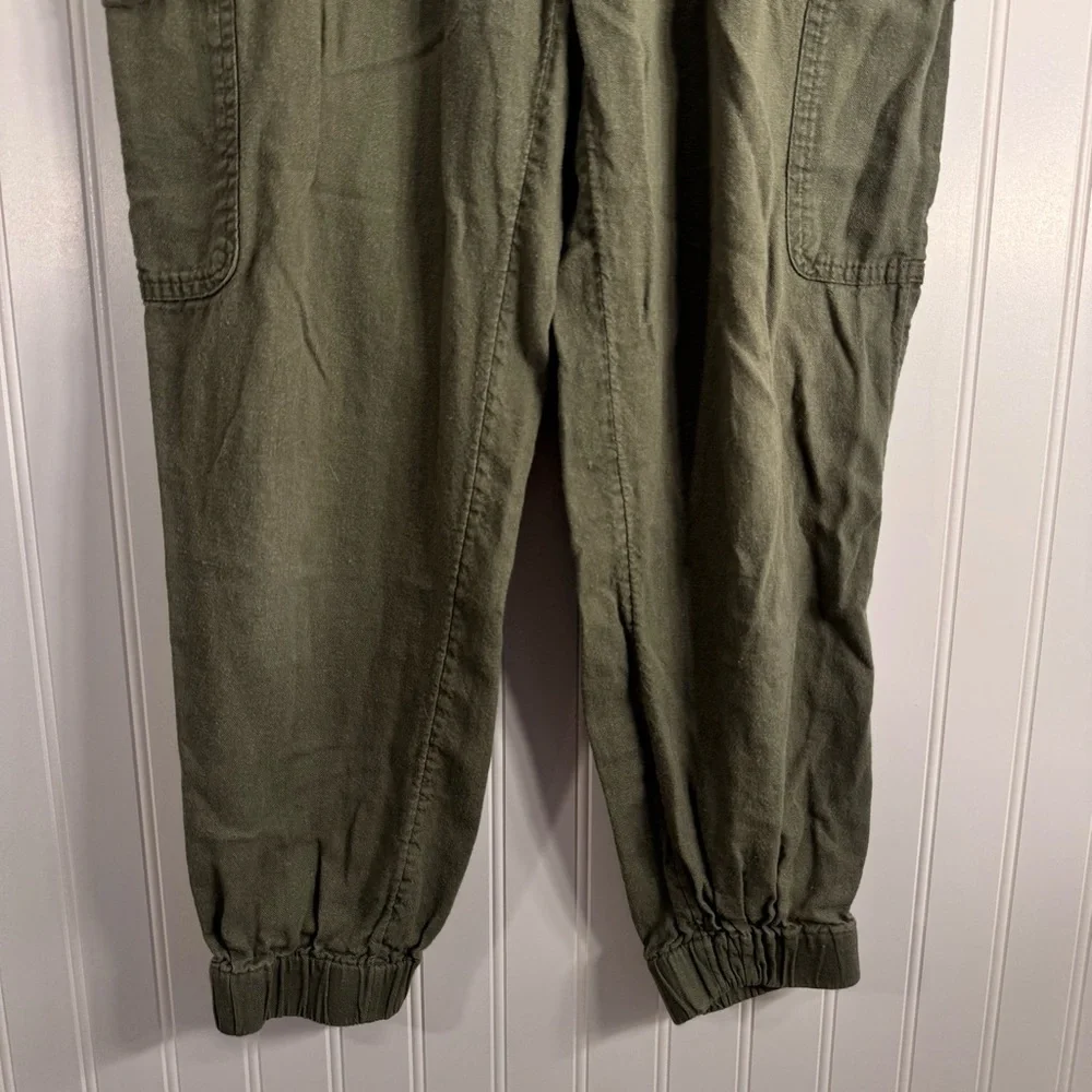 Banana Republic Utility Jogger Linen Blend Olive Green Cargo Pants Size Medium